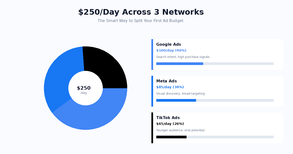 Google + Meta + TikTok: How to Allocate Your First $250/Day Ad Budget